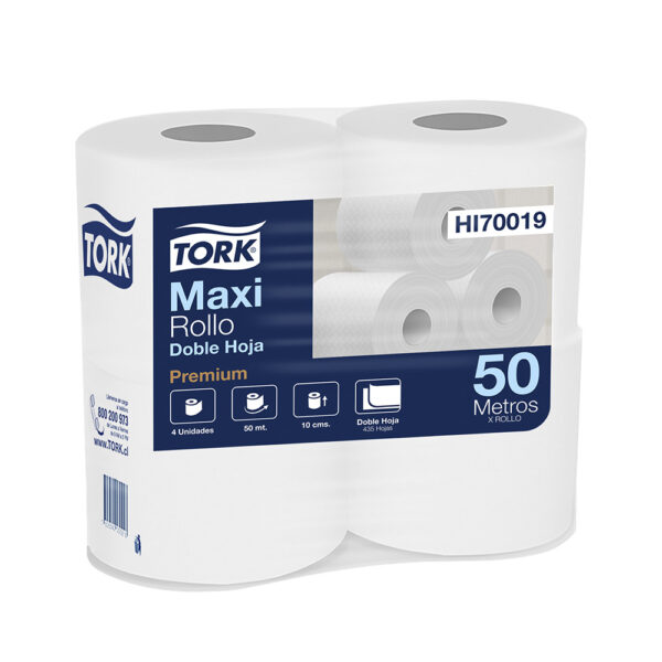 Papel Higiénico Tork 50M Doble Hoja Premium - 8 Paquetes x 4 Rollos Código HI70019