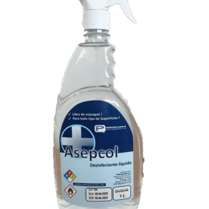 Asepcol Desinfectante Base Alcohol + Amonio Cuaternario Superficie - Caja 12X1LT Con Gatillos Codigo 8503305CL / Marca Proquimia